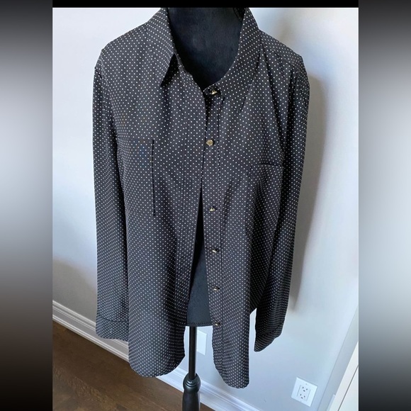 JUICY COUTURE Polka Dot Button up women’s Long sleeve Blouse top size Large - Picture 6 of 6